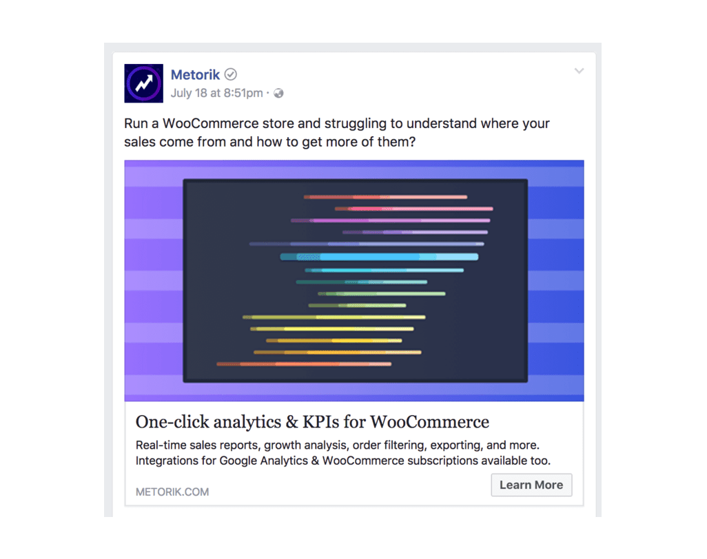 Metorik Facebook ad