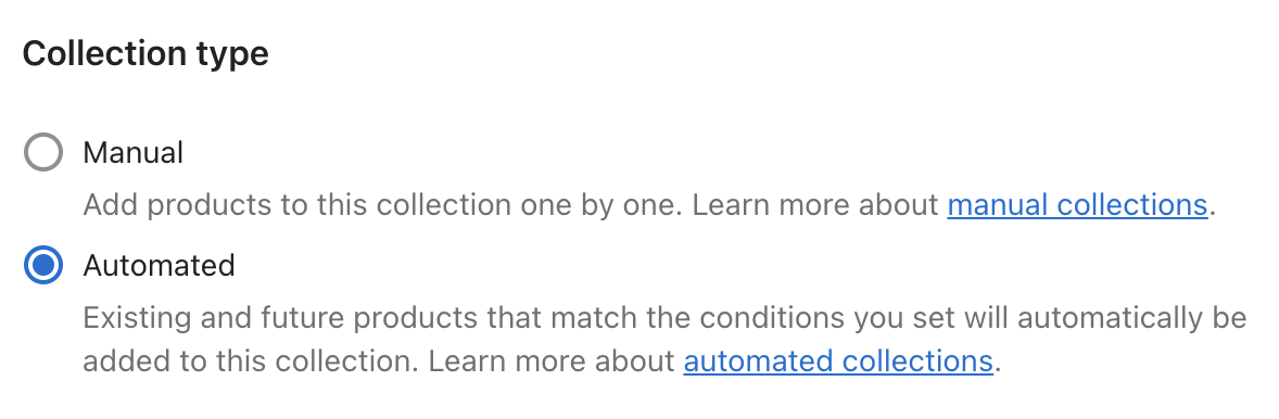 shopify automated collection