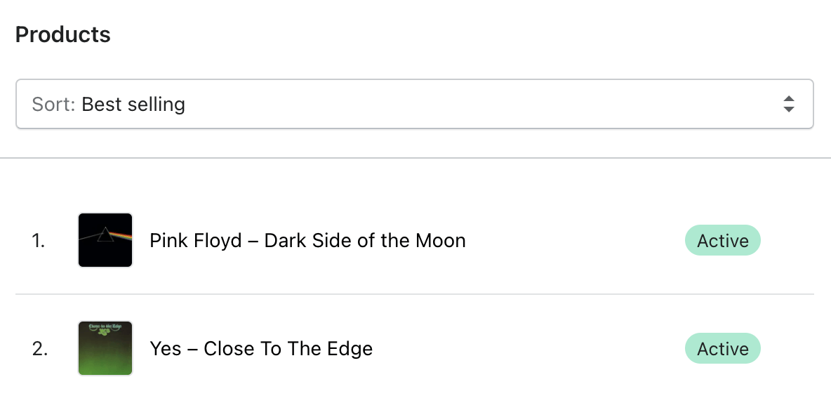 Shopify collection products