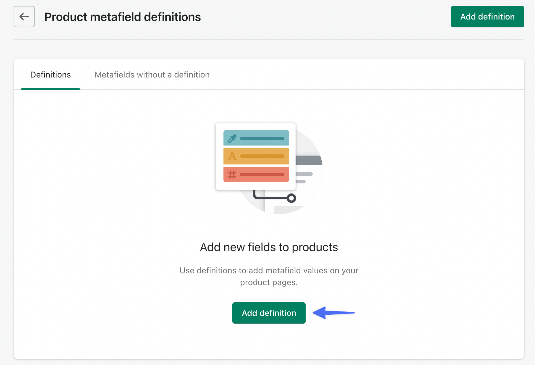 Shopify metafields add definition