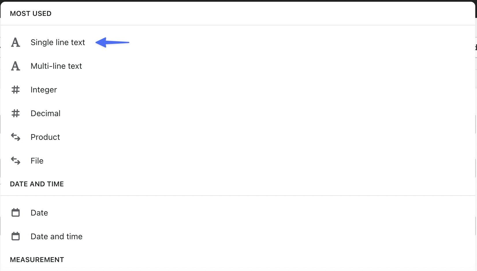 Shopify metafields content types