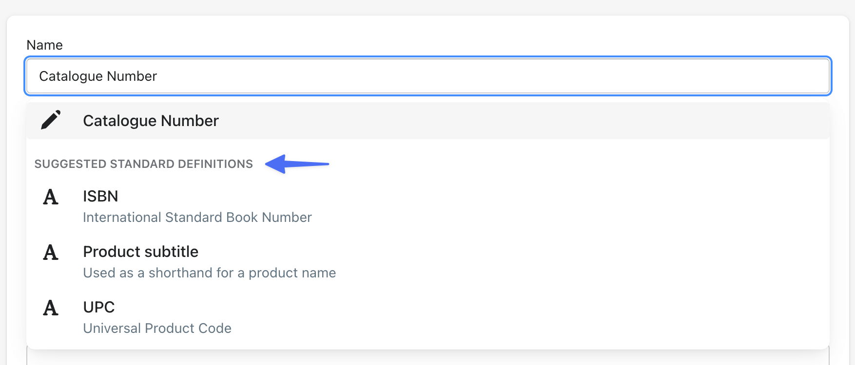 Metafield standard definitions