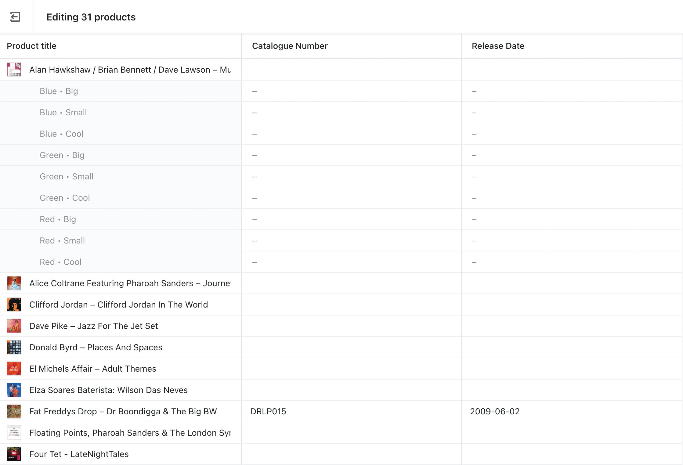 Shopfy bulk editor metafields
