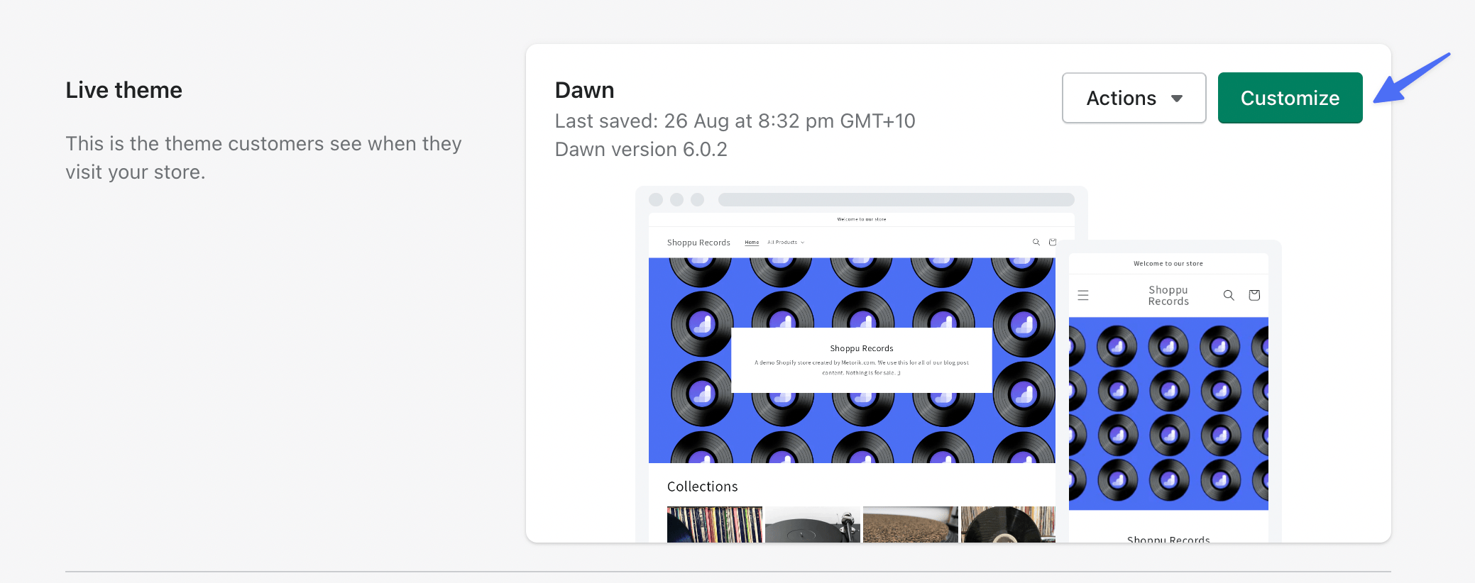Shopify customize theme button