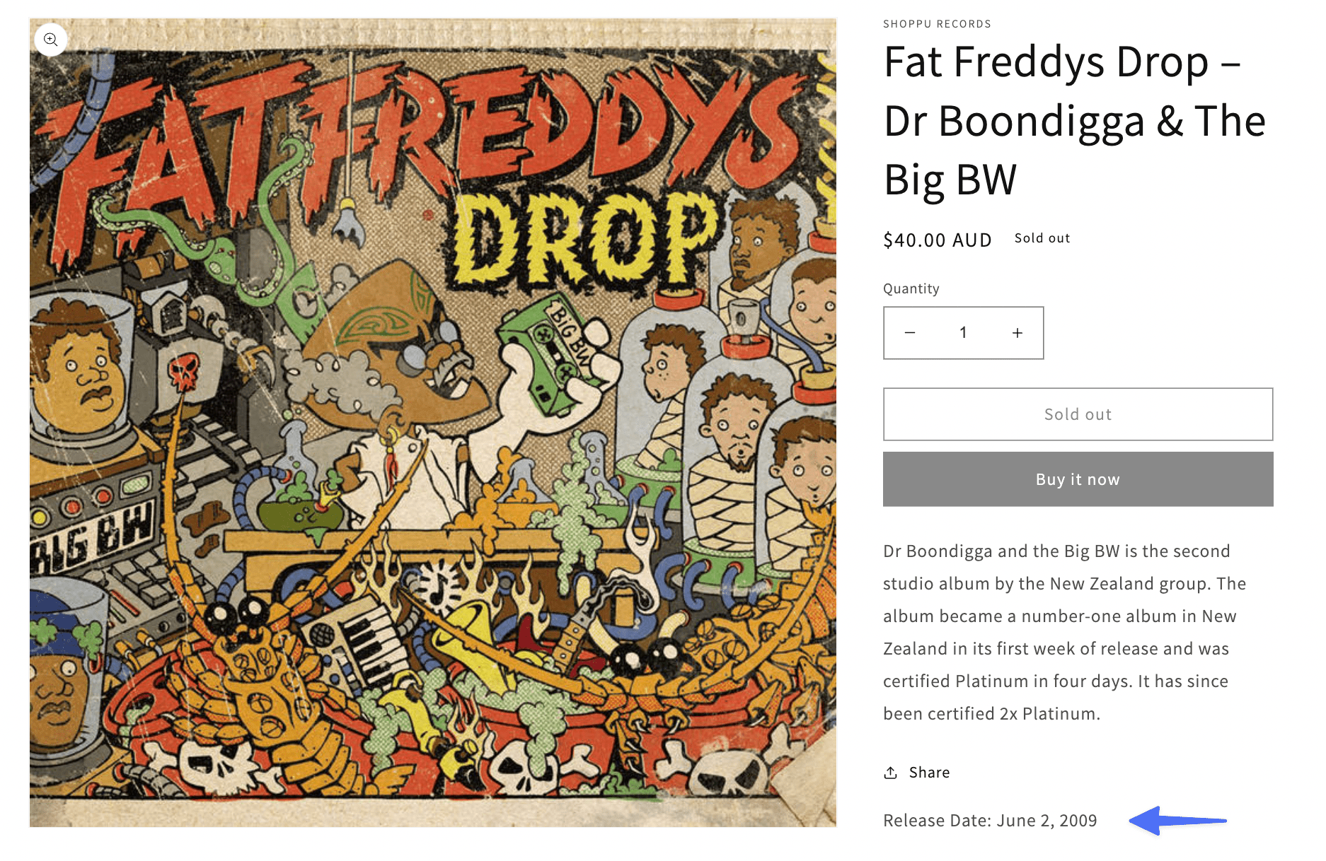 Shopify product page with metafield