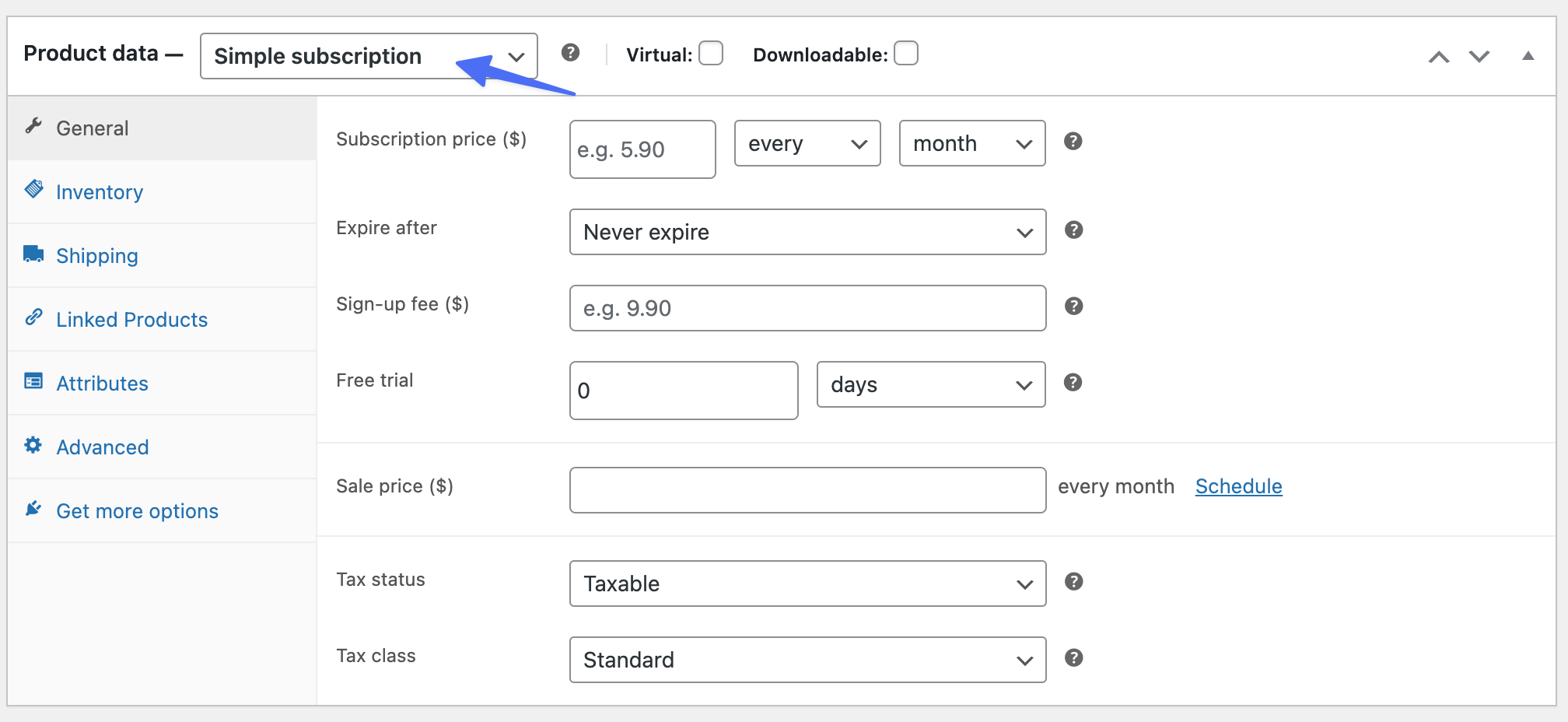 WooCommerce simple subscription