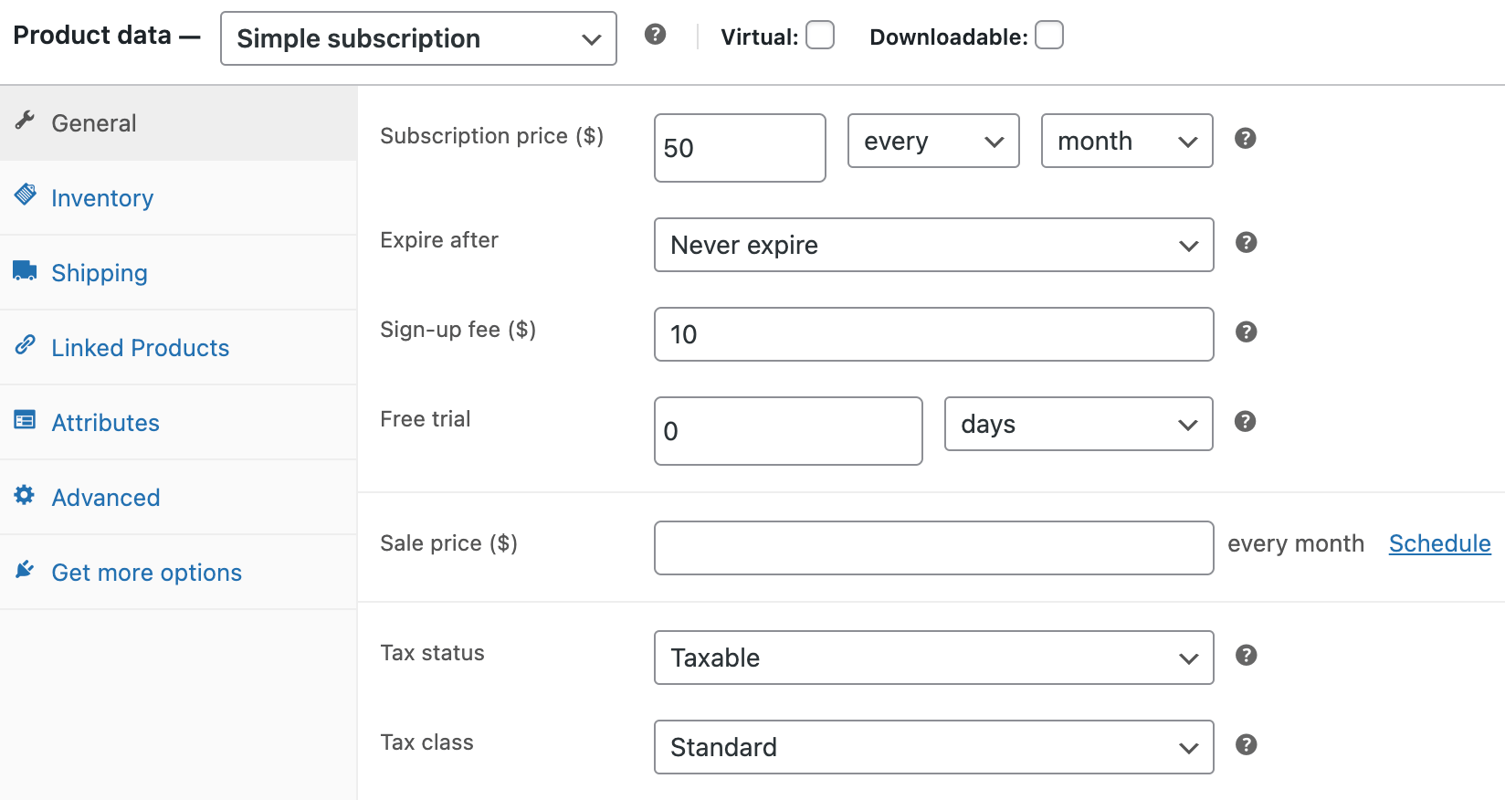 WooCommerce simple subscription