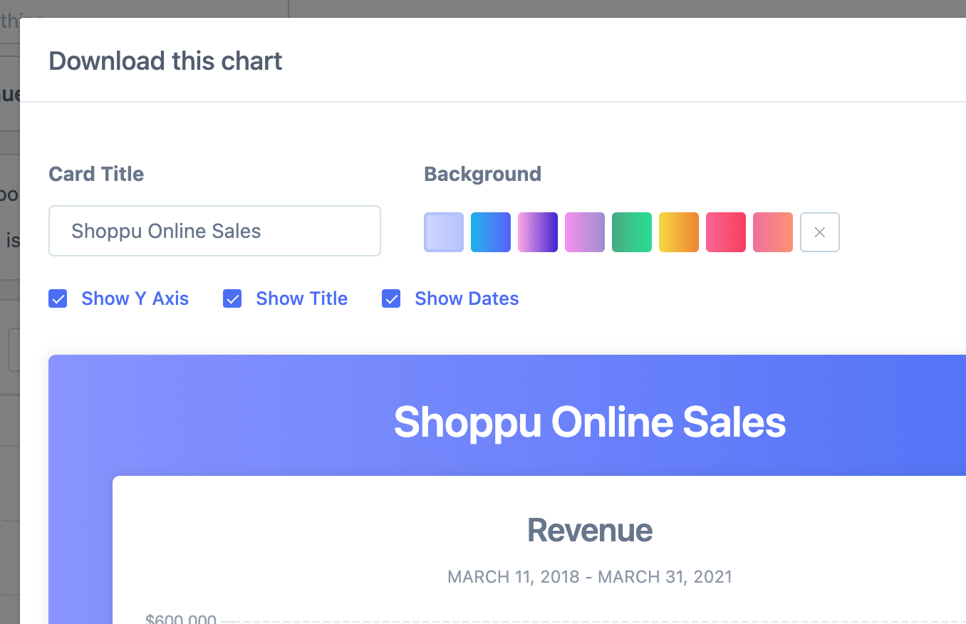Chart with Card Title setting filled in and displayed on chart.