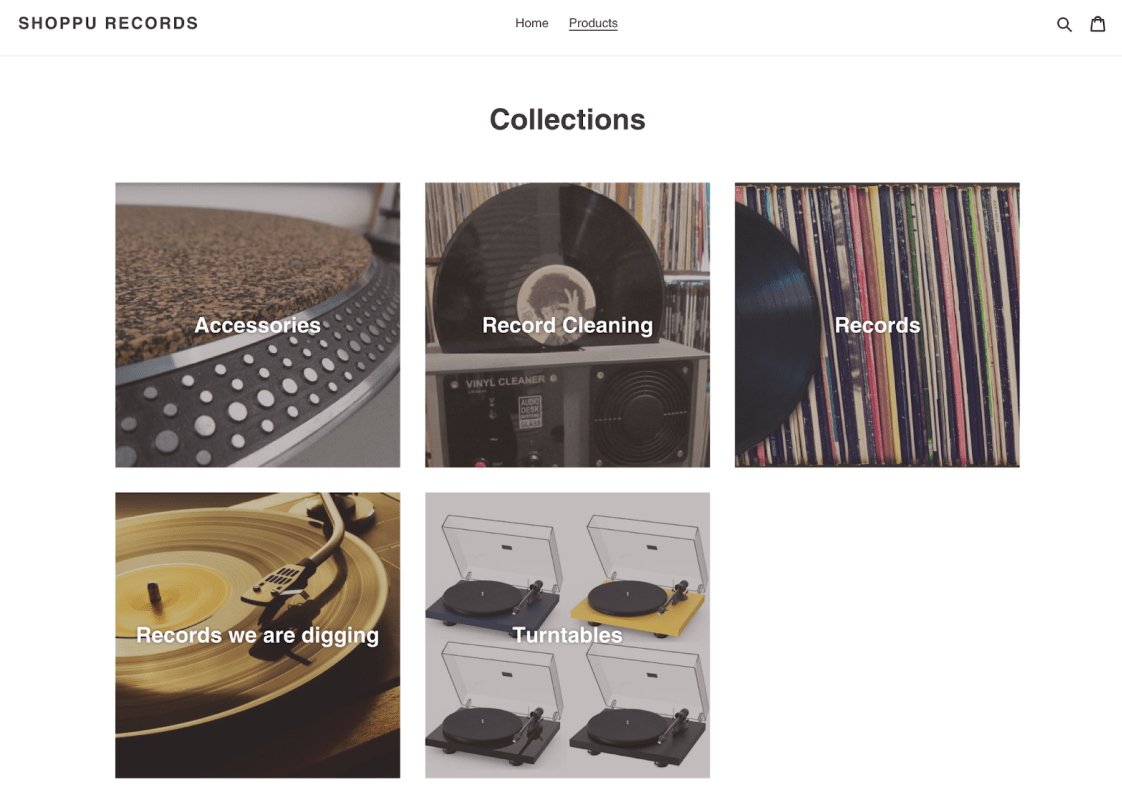 Shopify collections page