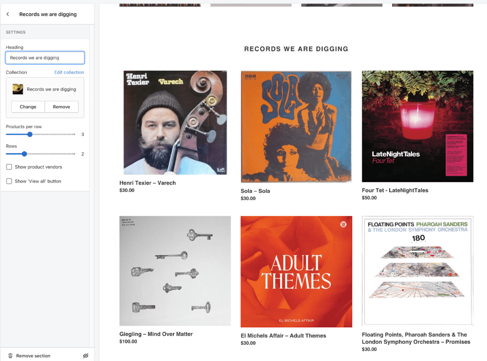 Displaying a Shopify collection on a page