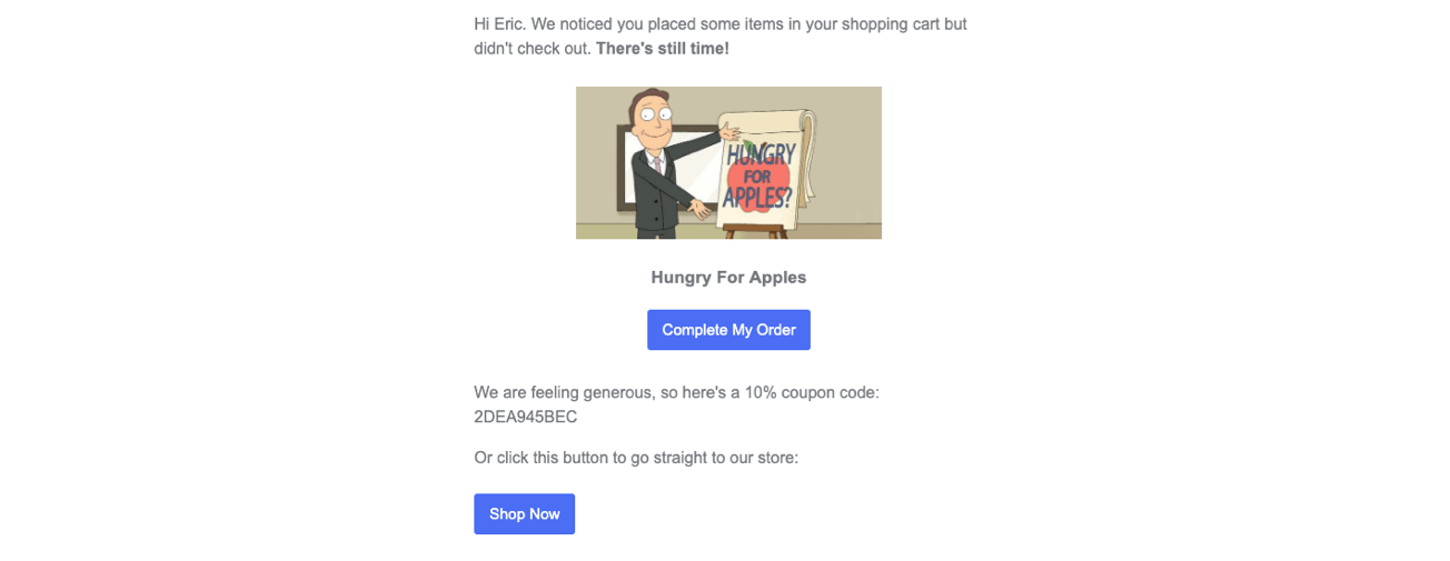 metorik abandoned cart email with coupon code