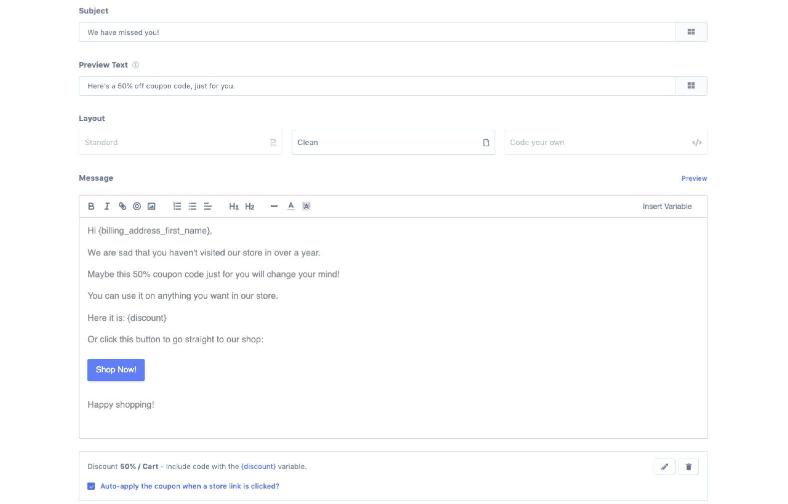 metorik abandoned cart email preview