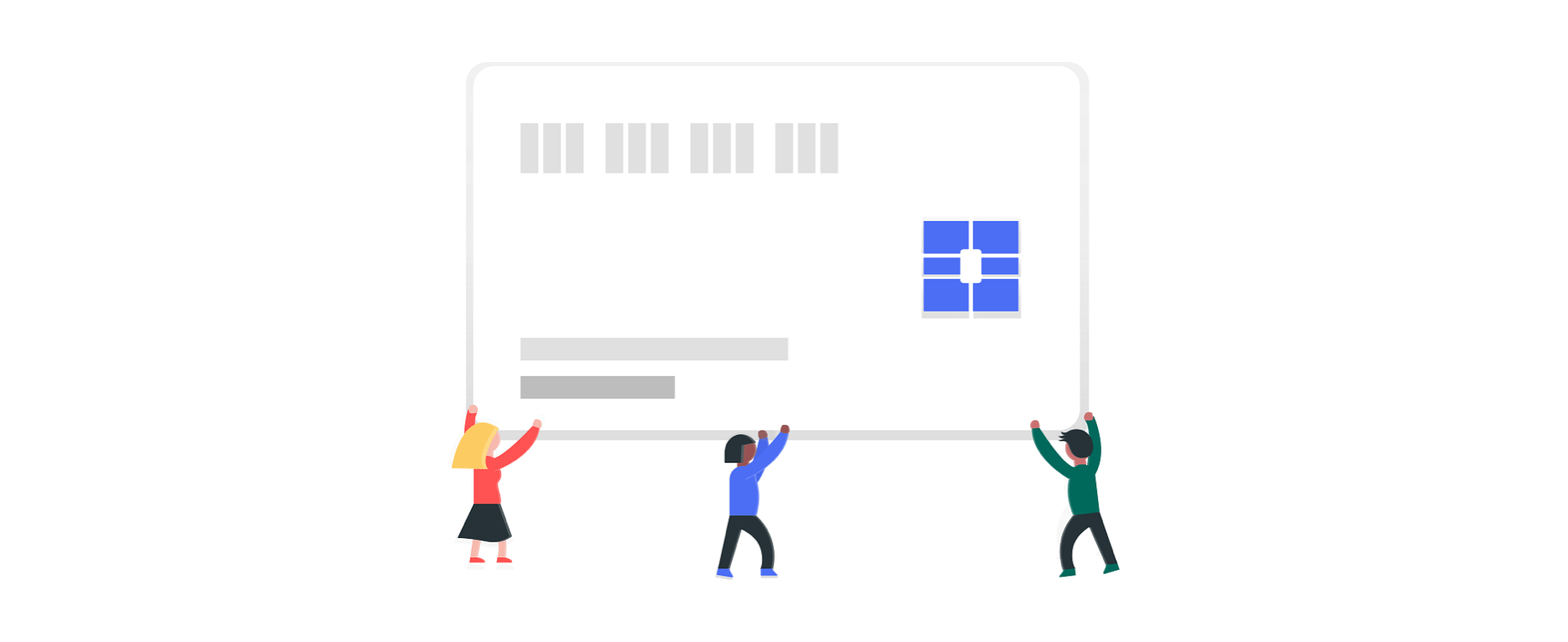 cartoon of people giant credit card