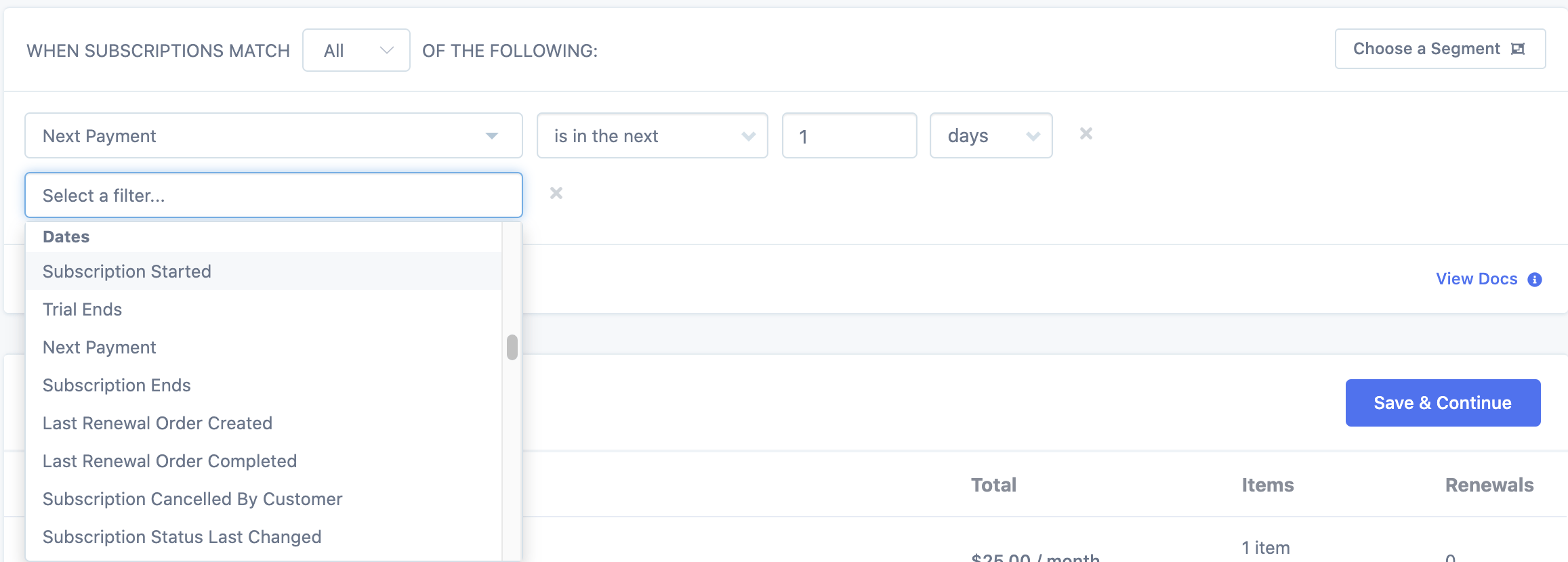 Metorik subscription segmenting