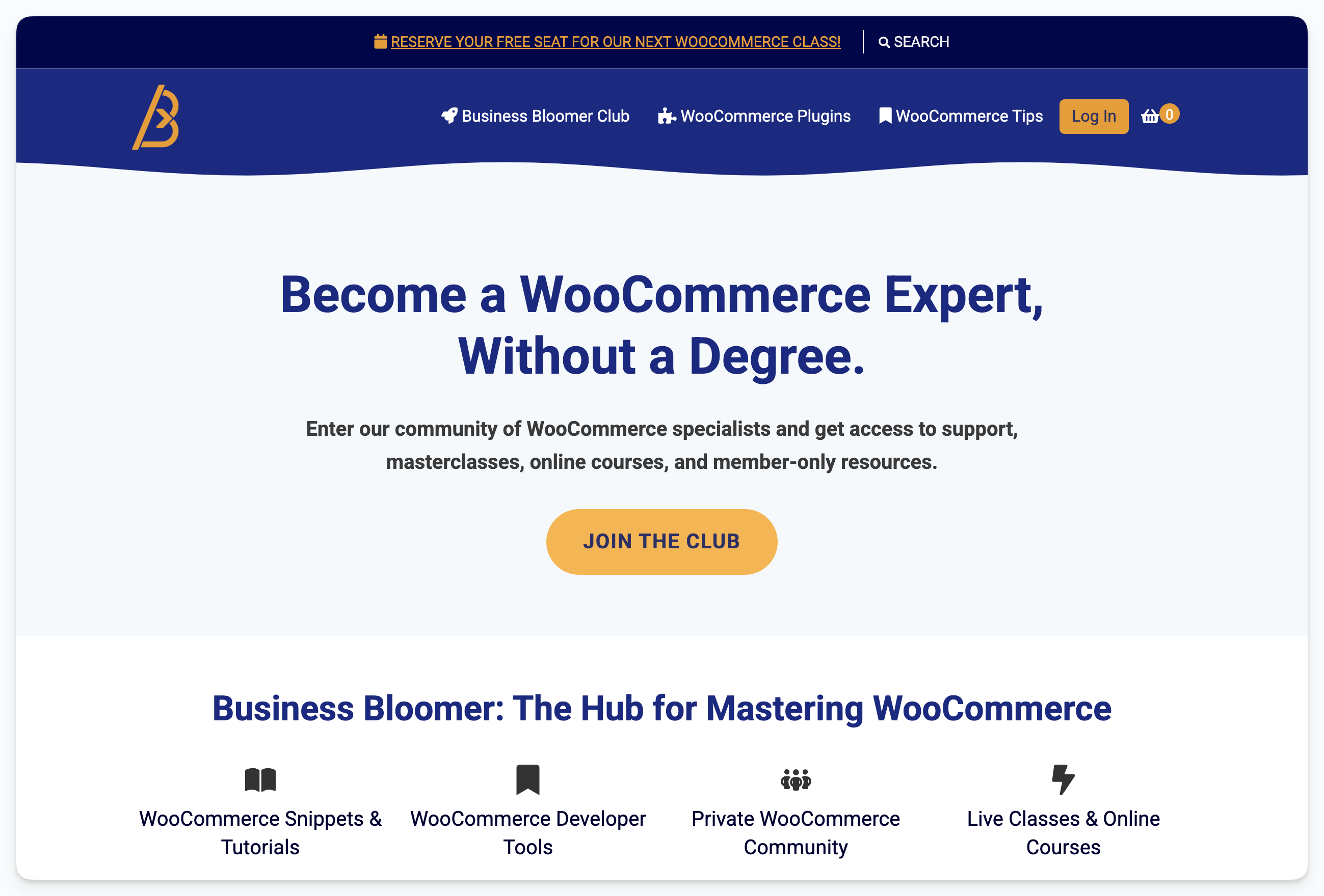A screenshot of the Business Bloomer website homepage