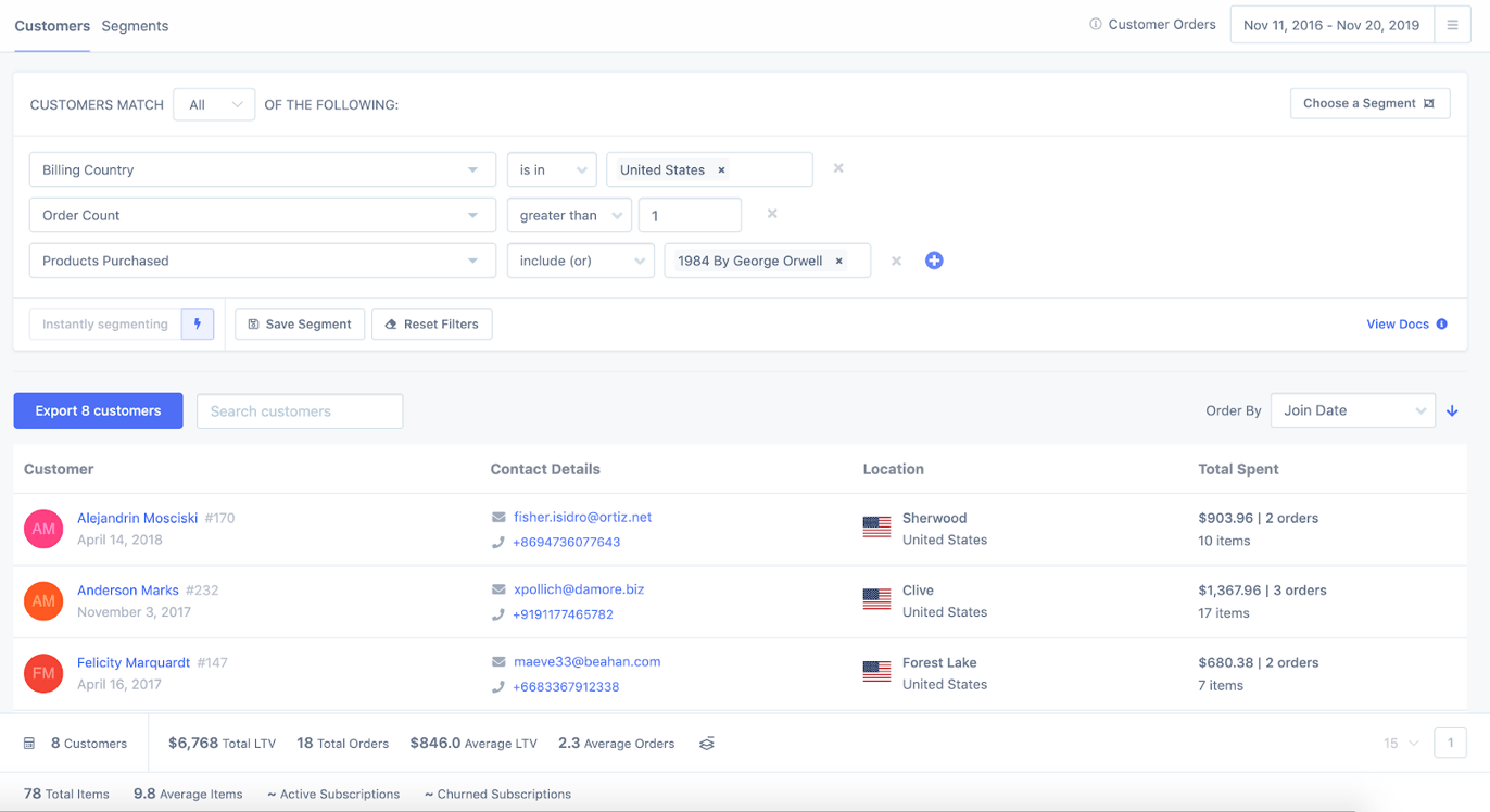 metorik's customer segmenting system