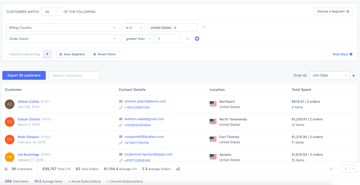 metorik's customer segmenting system