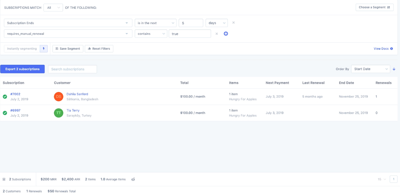 metorik subscription segmenting