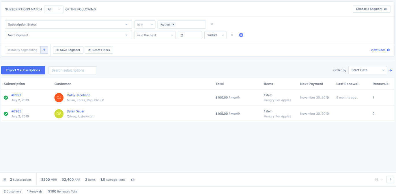metorik subscription segmenting