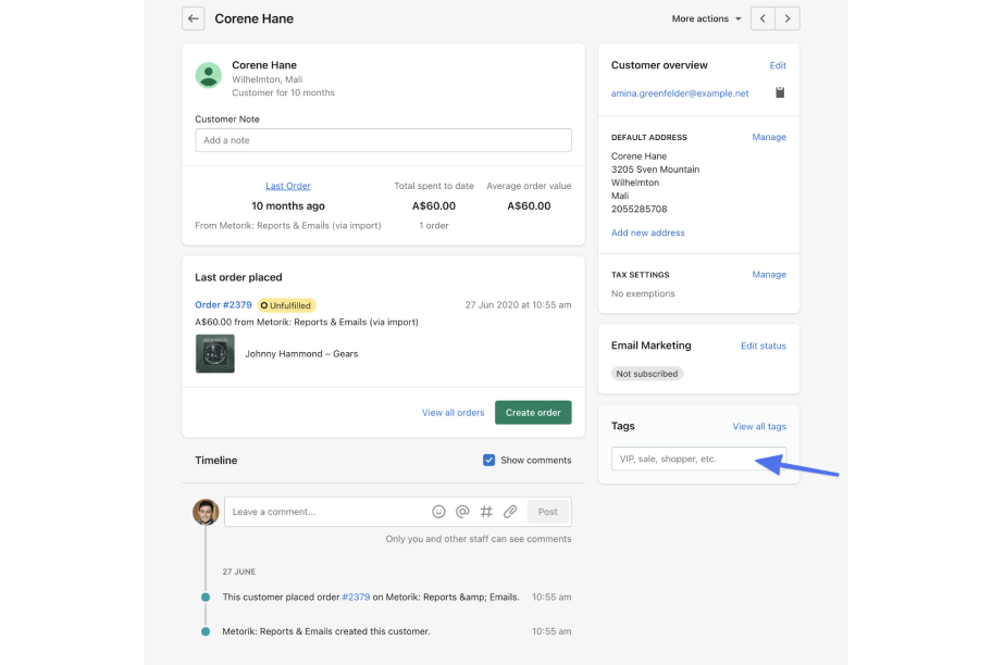 shopify customer tags
