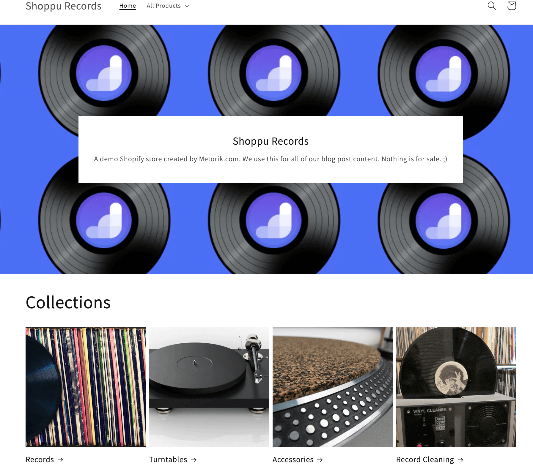 Metorik demo Shopify store