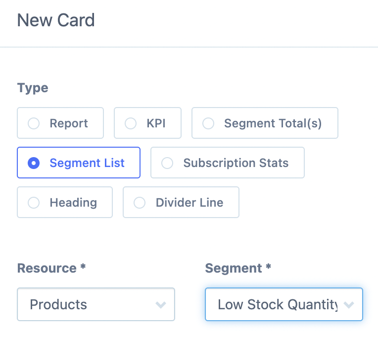 low stock quantity card