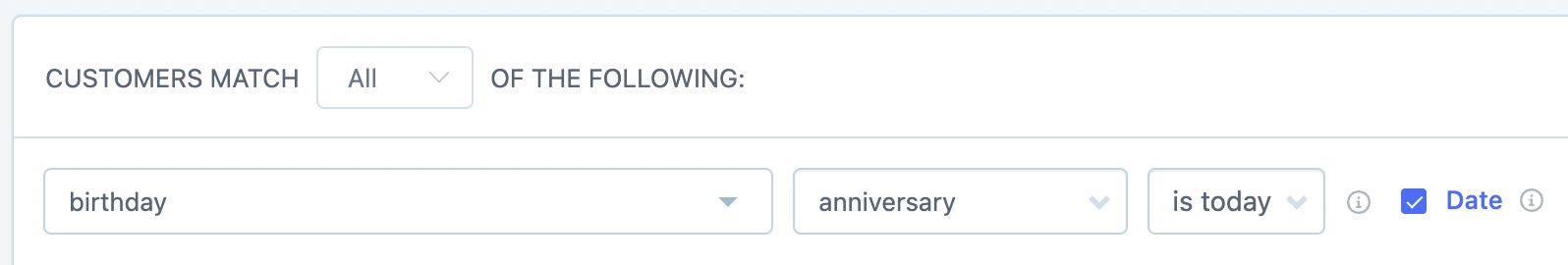 customer birthday filter