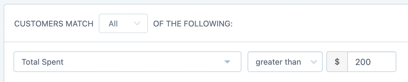 total spent segmenting filter