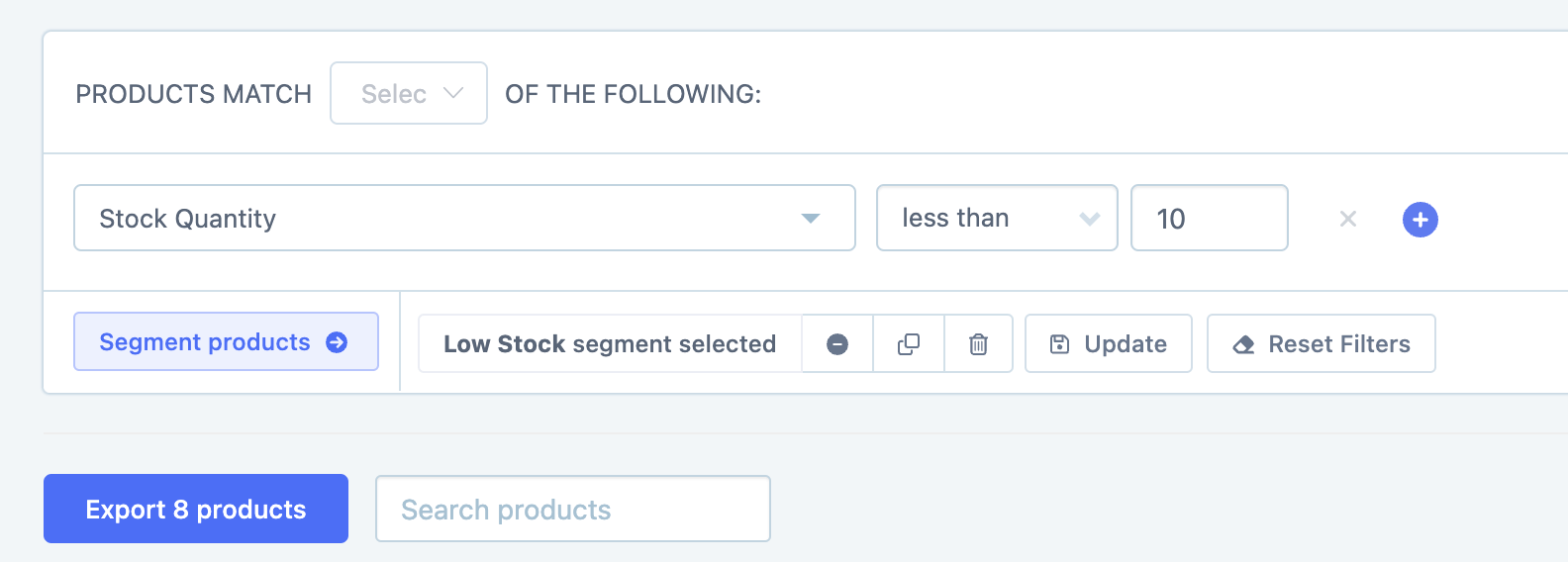 Stock quantity segment