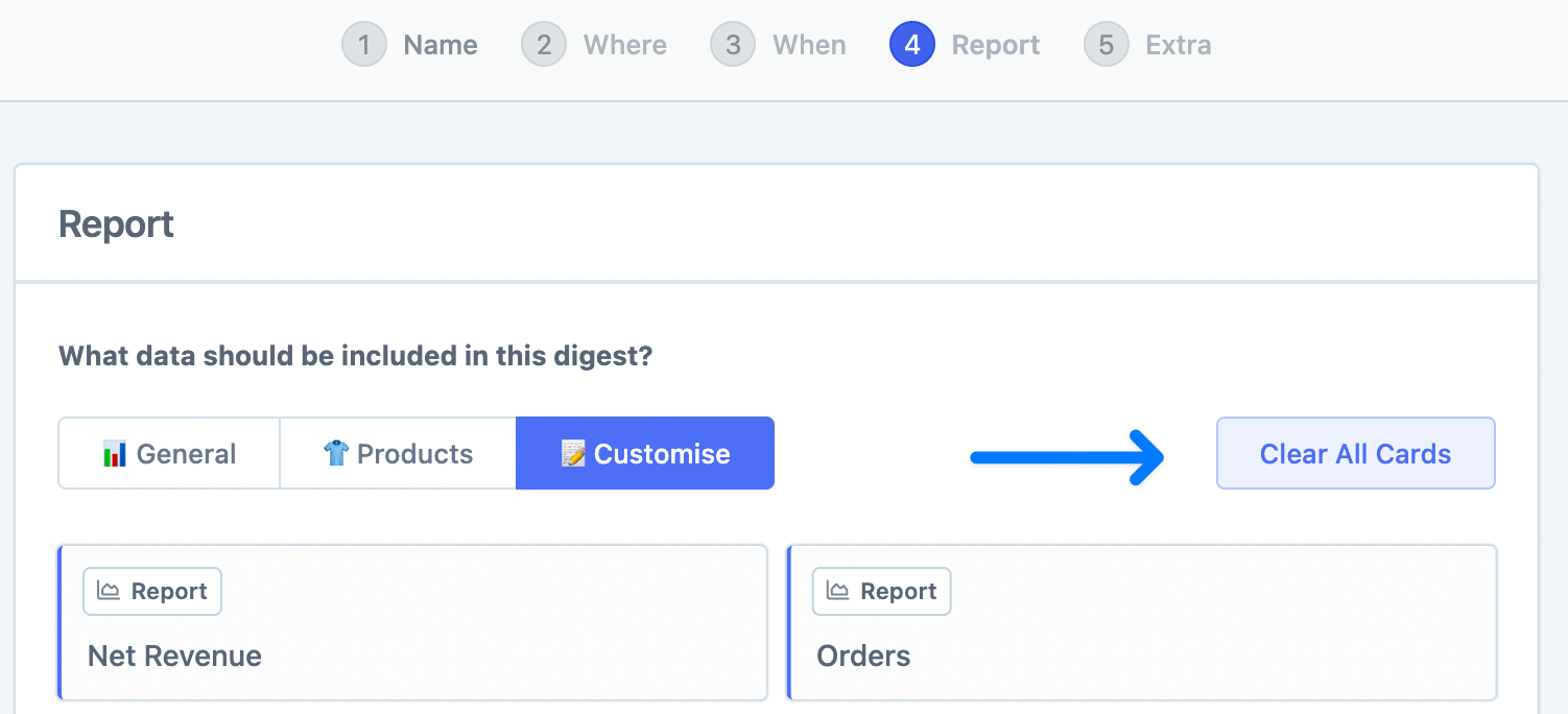 Customize and clear all cards