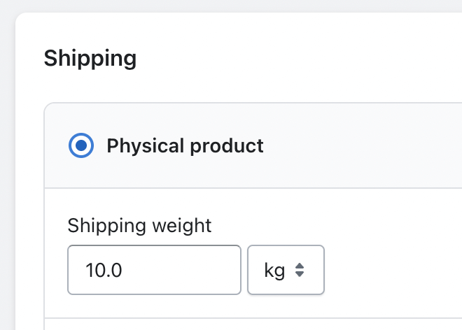 set weight and unit of product