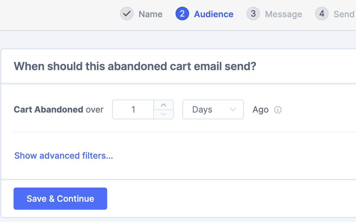 set the time to send abandoned cart