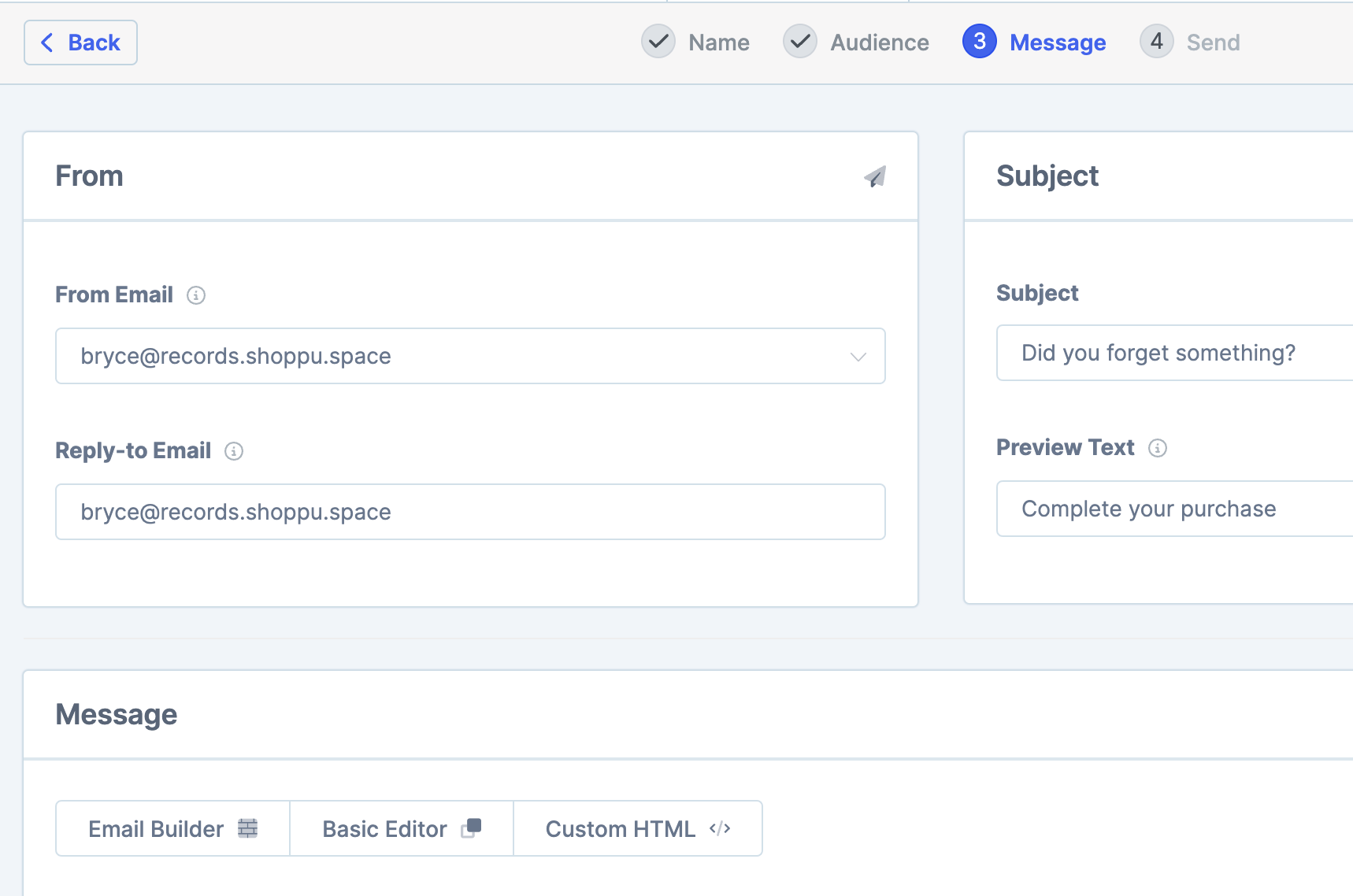 Construct abandoned cart email