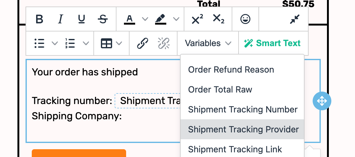 Add shipping variables