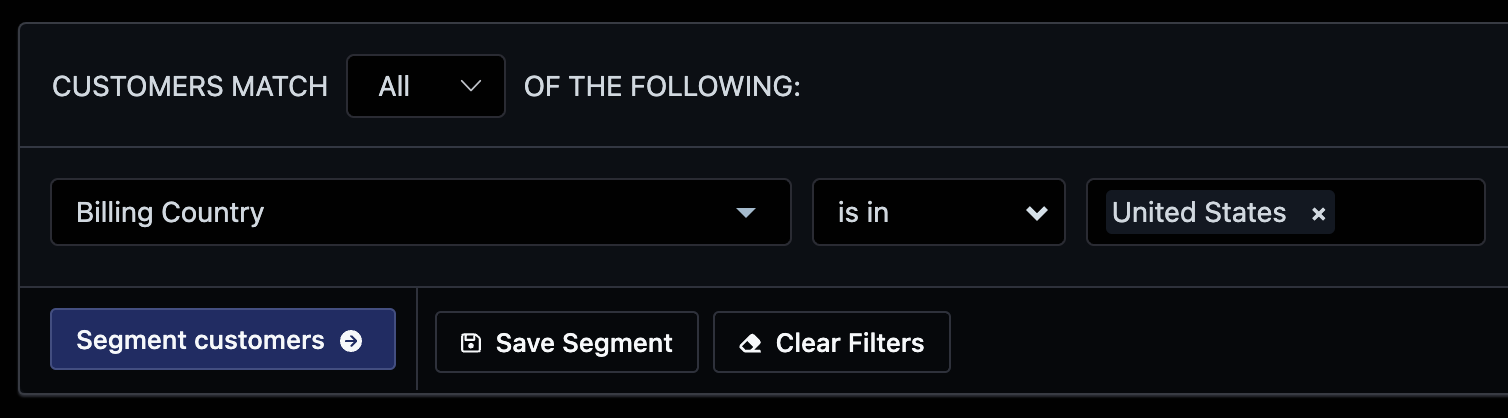 filter on customers from a certain country