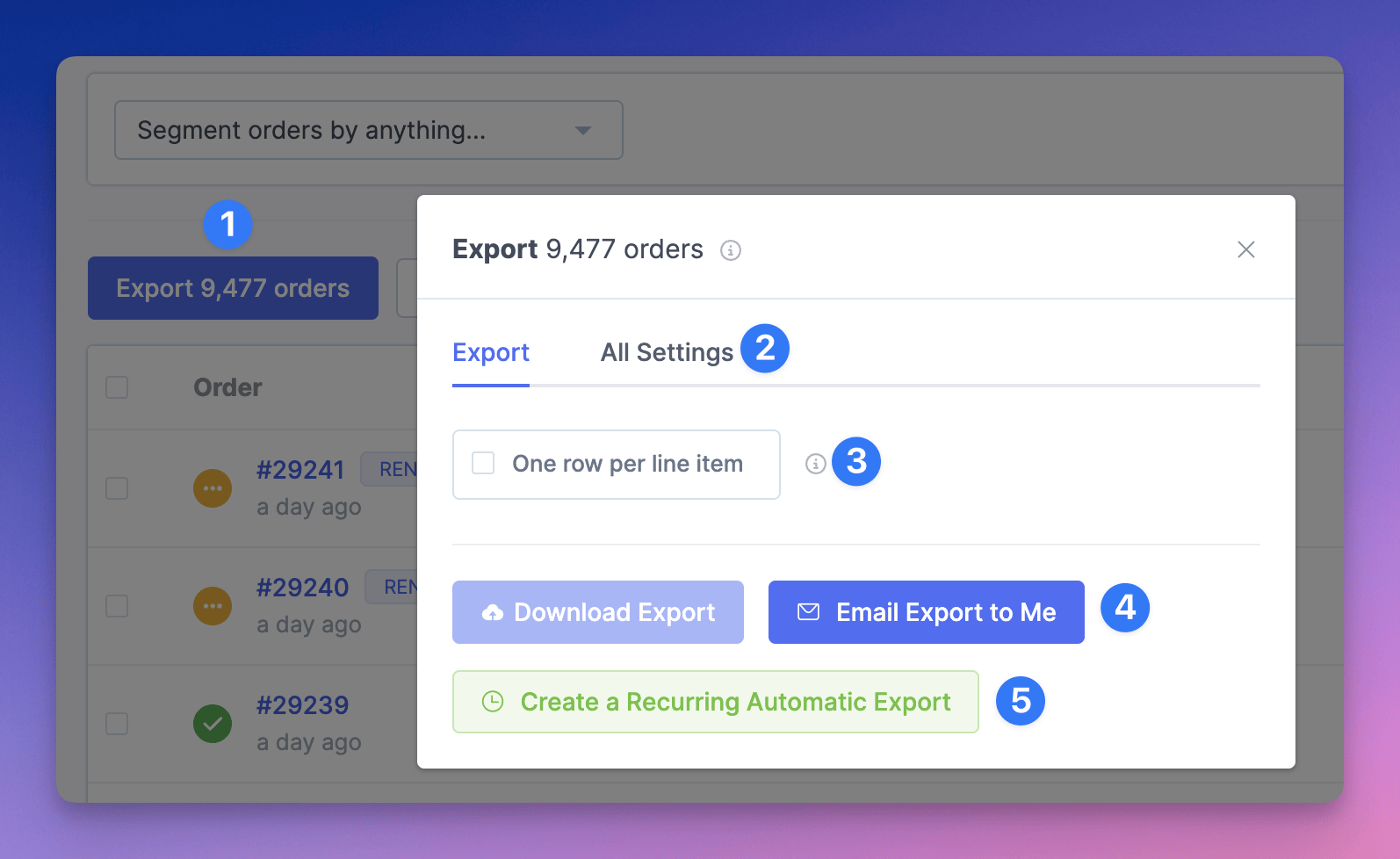 export main settings