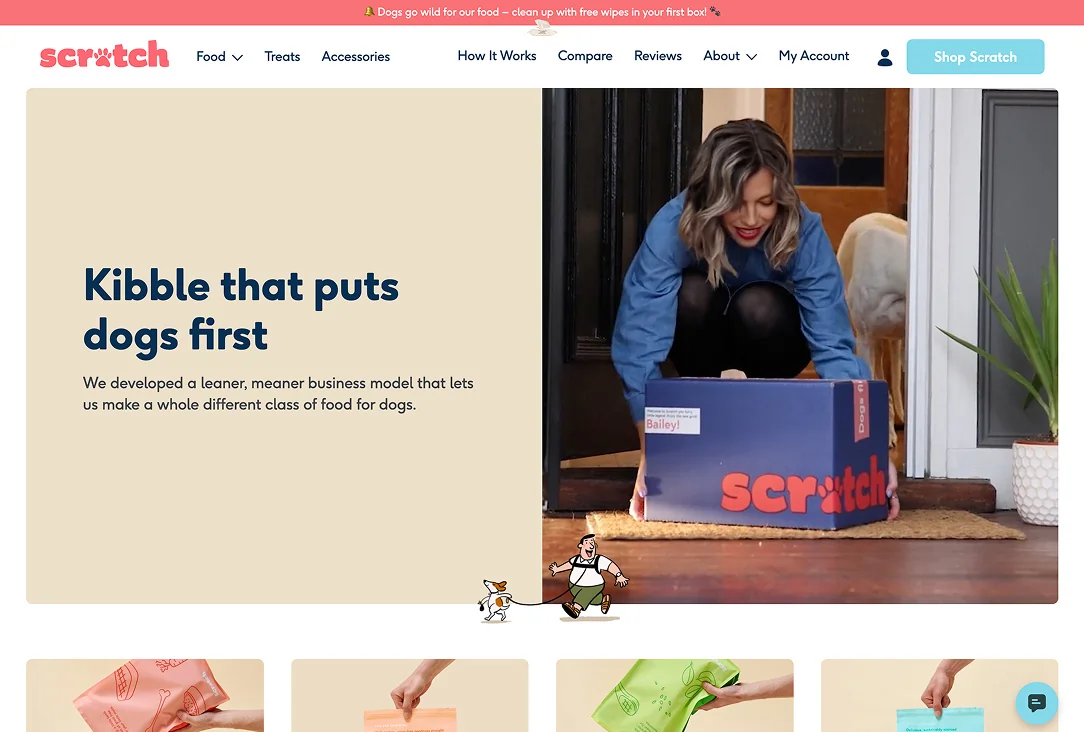 Screenshot of Scratch Petfood website
