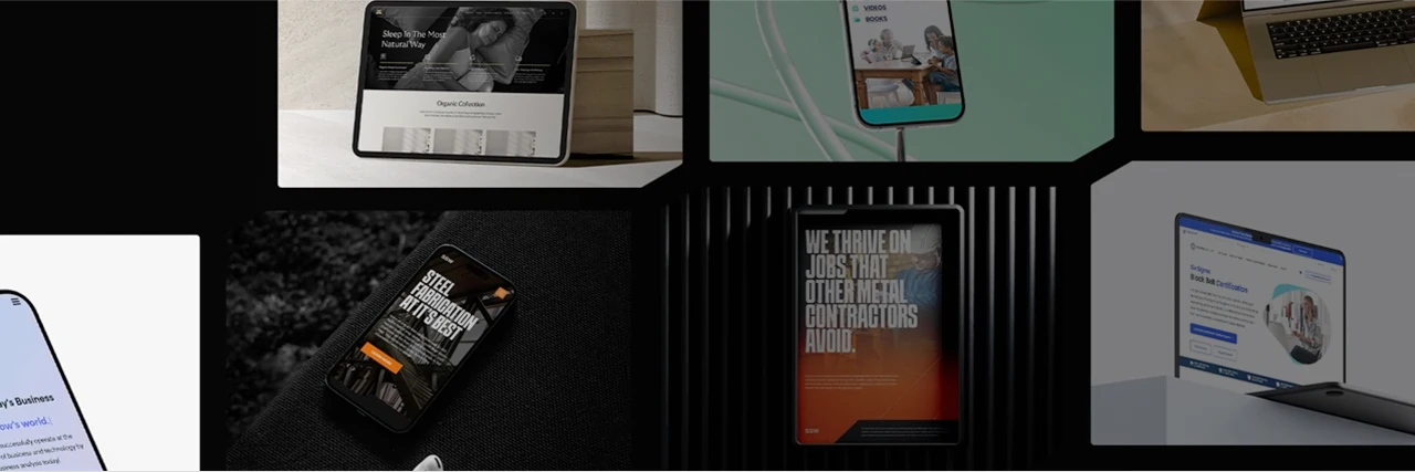 An abstract image showing the portfolio of some of Never Settle's client websites.